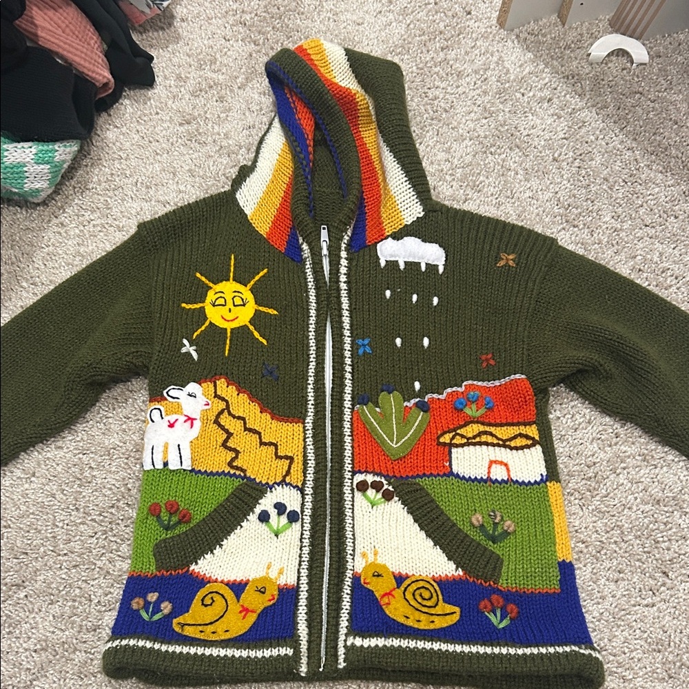 Kids Colorful Knit Jacket with Hood
